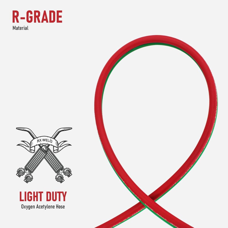 RX WELD 3/16-Inch Oxygen Acetylene Hose with 3/8"-24 A Fittings, Grade R, 25 Feet - Image 3